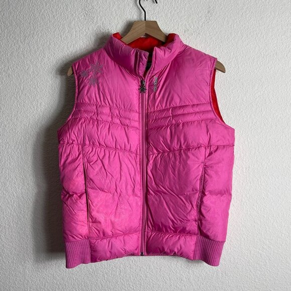 Vintage JanSport Girls XL Pink Puffer Vest – Full Zip, Nylon, Inner Pockets - Picture 2 of 9